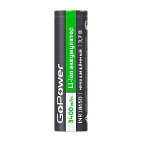 Аккумулятор Li-ion GoPower INR18650 PC1 3.7V 3400mAh б/з плос.конт. (1/100/400)