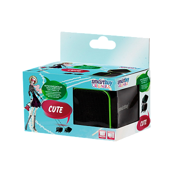Колонки 2.0 Smartbuy CUTE 6W USB+Jack 3.5мм черный зеленый (1/60) 