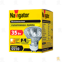 Лампа галогенная Navigator JCDR GU10 35W 3000К 230V софит прозрачная (1/10/200)