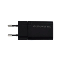 Сетевое З/У GoPower GPQC09 1USB+1Type-C 35W QC3.0 GaN черный