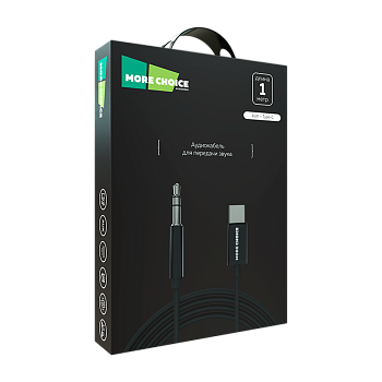 Кабель AUX MORE CHOICE UK28a Jack 3.5mm (m)-Type-C (m) 1м ПВХ черный (1/25/250) 