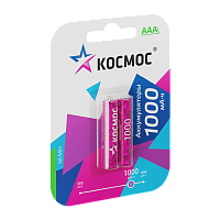 Аккумулятор бытовой Космос HR03 AAA BL2 NI-MH 1000mAh (2/24/288)
