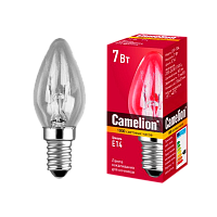 Лампа накаливания Camelion E14 7W 220-240V свеча для ночников прозрачная (1/10/1000)