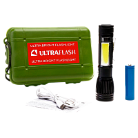 Фонарь туристический Ultraflash LED5333 3W 1LED+COB от аккумулятора черный (1/60)