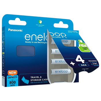Аккумулятор предзаряженный RTU Panasonic HR03 AAA BL4 NI-MH eneloop 800mAh пласт. футл. (4/40/160)