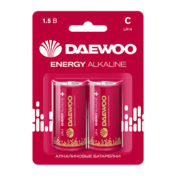 Батарейка Daewoo ENERGY LR14 C BL2 Alkaline 1.5V (2/24/192)