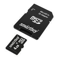 Карта памяти microSD Smartbuy 4GB Class4 4 МБ/сек с адаптером