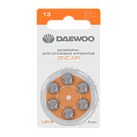 Батарейка Daewoo ZA13 BL6 Zinc Air 1.45V (6/60/600/3000)