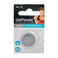 Батарейка GoPower CR2016 BL1 Литиевая 3V (1/50/2000)