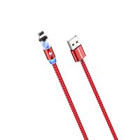 Кабель MORE CHOICE K61Si USB (m)-Lightning (m) 1м 2.4A нейлон магнит красный