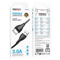 Кабель Borofone BX121 USB (m)-Type-C (m) 1м 3.0A ПВХ черный (1/360)