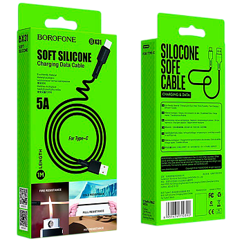 Кабель Borofone BX31 USB (m)-Type-C (m) 1м 3.0A силикон черный (1/36/144)