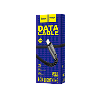 Кабель HOCO U58 USB (m)-Lightning (m) 1.2м 2.4A TPE черный (1/30/300)