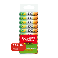 Аккумулятор бытовой GP HR03 AAA BL10 NI-MH 1000mAh в пластиковой упаковке (10/300)