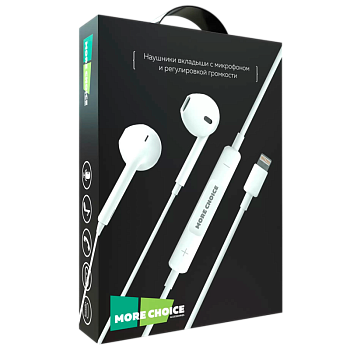 Наушники вставные MORE CHOICE G15 с микр. Lightning (m) белый