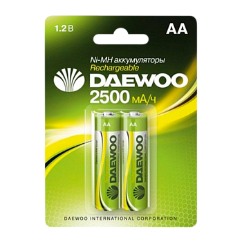 Аккумулятор бытовой Daewoo HR6 AA BL2 NI-MH 2500mAh (2/20/100) 
