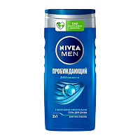 Гель для душа мужской Nivea Пробуждающий 2 в 1 250мл (1/12)