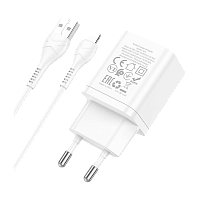 Сетевое З/У HOCO N25 2USB 2.1A с кабелем Lightning черный (1/13/130) 