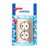 Розетка Smartbuy "Марс" 2гн. 16A С/З пластик шампань