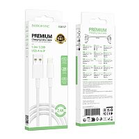 Кабель Borofone BX117 USB (m)-Lightning (m) 1м 2.4A белый (1/360)