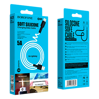 Кабель Borofone BX31 USB (m)-Lightning (m) 1м 2.4A силикон белый (1/36/144)