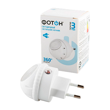 Ночник Фотон NM-360L 0.05W 220V 1 режим белый (1/10) 