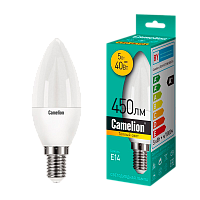 Лампа светодиодная Camelion C35 E14 5W 3000К 220V свеча матовая (1/10/100)