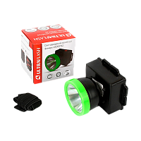 Фонарь налобный Ultraflash LED53762 0.5W 1LED от батареек черный зеленый (1/200)
