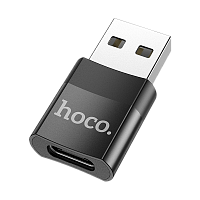 Адаптер HOCO UA17 USB (m)-Type-C (f) черный (1/37/370)