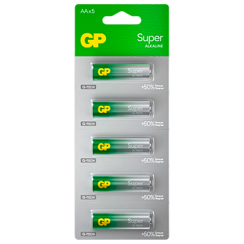 Батарейка GP Super G-Tech LR6 AA BL5 Alkaline 1.5V отрывные (5/60/600)