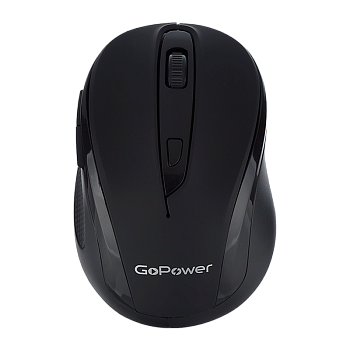Мышь беспроводная GoPower GPM03 классическая USB бесшумная Soft-Touch черный (1/100)