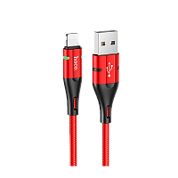 Кабель HOCO U93 USB (m)-Lightning (m) 1.2м 2.4A нейлон красный (1/22/220)