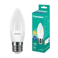 Лампа светодиодная Camelion C35 E27 15W 6500К 220V свеча 37мм матовая белый (1/10/100)