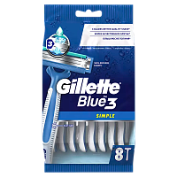 Бритва одноразовая Gillette "BLUE3 Simple Sensitive" 3 лезвия 8шт. (1/6)