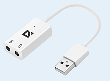 Переходник Defender USB (m)-Jack 3.5mm (f) пластик белый (1/50/400)