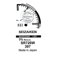 Батарейка SEIZAIKEN 397 (SR726SW)  Silver Oxide 1.55V (1/10/100/1000)