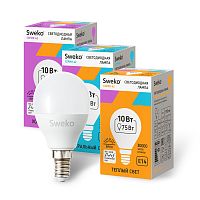 Лампа светодиодная Sweko G45 E14 10W 6500К 230V шар (1/5/100)