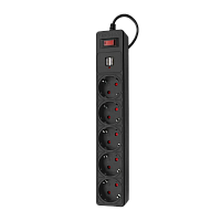 Сетевой фильтр Power Cube 5р.С/З 10A 3.0м 180 Дж ПВС красный (1/30)