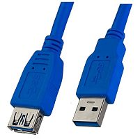 Кабель Perfeo USB3.0 (m)-USB (f) 1.8м синий (1/25)
