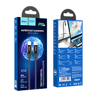Кабель HOCO X14 Lightning (m)-Type-C (m) 2м 3.0A 20W нейлон черный (1/22/220)