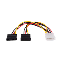 Кабель GoPower MOLEX (m)-2SATA (f) 0.2м PVC RoHS в пакете (1/500)