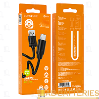 Кабель Borofone BX55 USB (m)-Type-C (m) 1м 3.0A силикон черный (1/360)