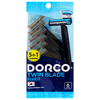 Бритва одноразовая DORCO "TWIN BLADE FIXED" 2 лезвия с увл.полосой 5+1шт. (1/24)