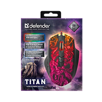 Мышь проводная Defender GM-650L Titan игровая USB RGB красный (1/40)