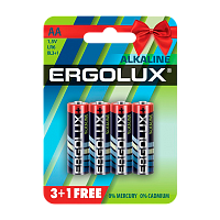 Батарейка Ergolux LR6 AA BL3+1 Alkaline 1.5V (4/40/720)