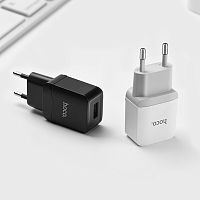 Сетевое З/У HOCO C22A 1USB 2.1A с кабелем Lightning черный (1/41/246) 