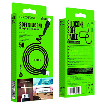 Кабель Borofone BX31 USB (m)-Lightning (m) 1м 2.4A силикон черный (1/36/144)