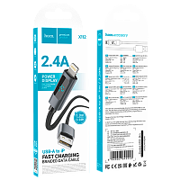 Кабель HOCO X112 USB (m)-Lightning (m) 1м 2.4A нейлон дисплей черный (1/31/310)