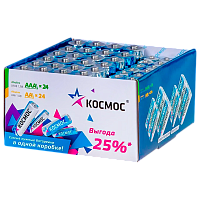 Батарейка Космос LR6 AA + LR03 AAA BOX48 Alkaline 1.5V в картонной упаковке (48/576)