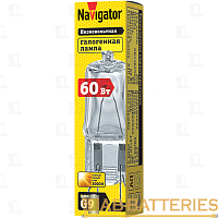 Лампа галогенная Navigator JCD9 G9 60W 3000К 230V капсула прозрачная (1/20/1000)